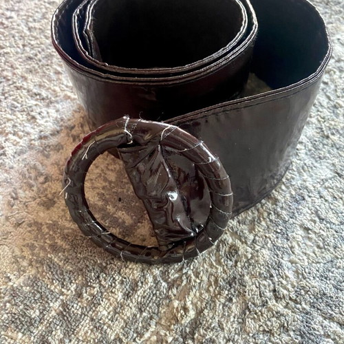Brown Wide Belt with Round Buckle like new, vintage style