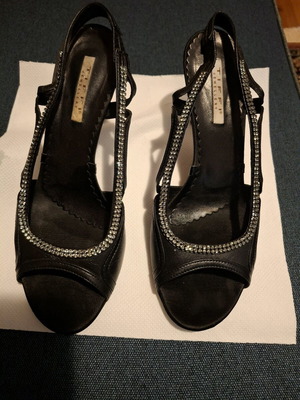 Swarovski crystal sandals like new, black, size 37