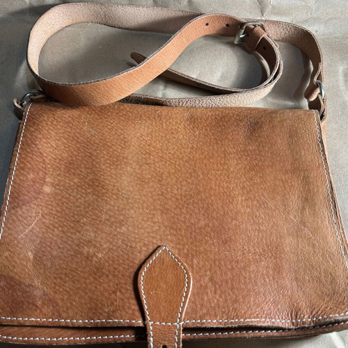 Leather bag vaketa crossbody new, beige and brown