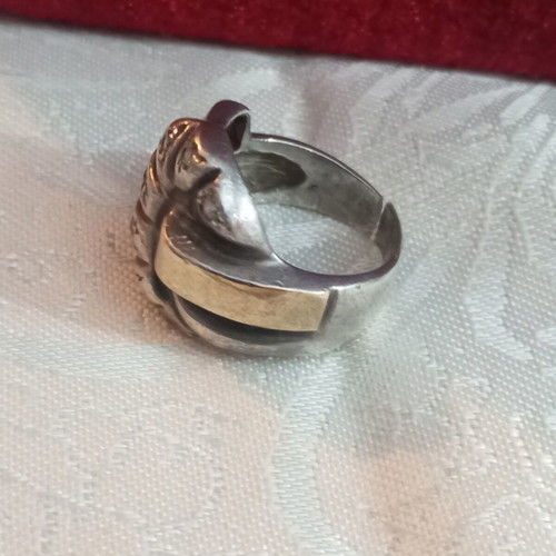 Silver-gold ring 950 585 with diamonds used