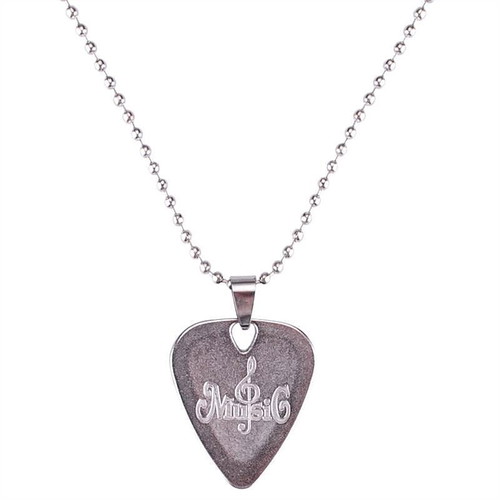 Guitar Pick Necklace Silver New