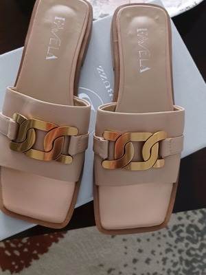 Favela beige leather sandals size 36 like new with gold buckles
