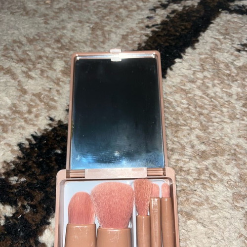 Makeup brush set with mirror new in practical case