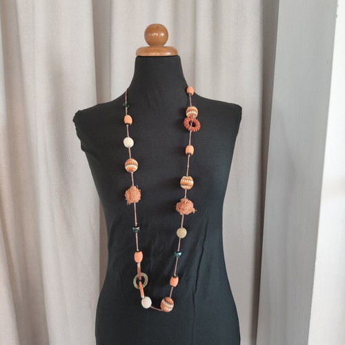 Handmade Boho Necklace ~100cm, earth tones