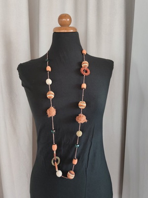 Handmade Boho Necklace ~100cm, earth tones