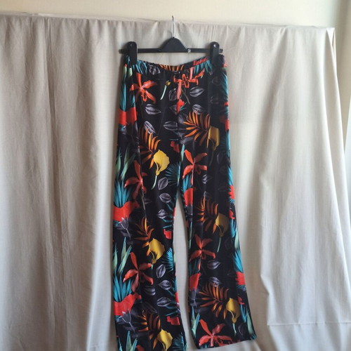 D&D Moda Medium Wide Leg Tropical Summer Pants with Floral Print like new