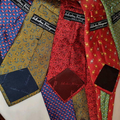 Salvatore Ferragamo men's classic ties used, pack of 5