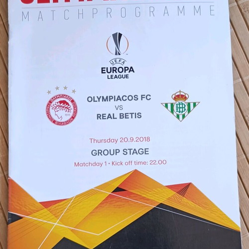 Olympiacos Betis match programme like new