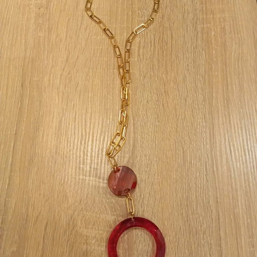 Handmade necklace with crystals on gold steel chain like new