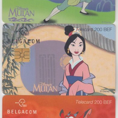 Disney Mulan Belgium phone card set of 5, used