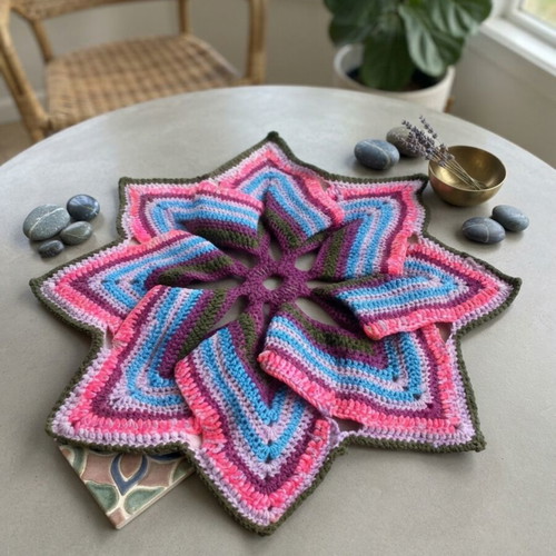 Handmade Boho Wool Mandala Sunset Decorative Crochet 50 cm