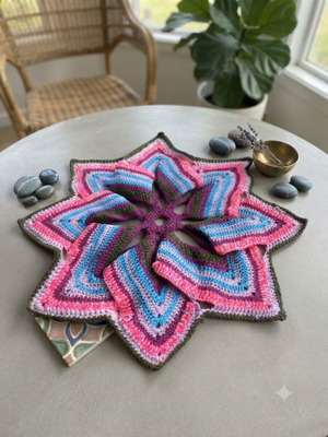 Handmade Boho Wool Mandala Sunset Decorative Crochet 50 cm