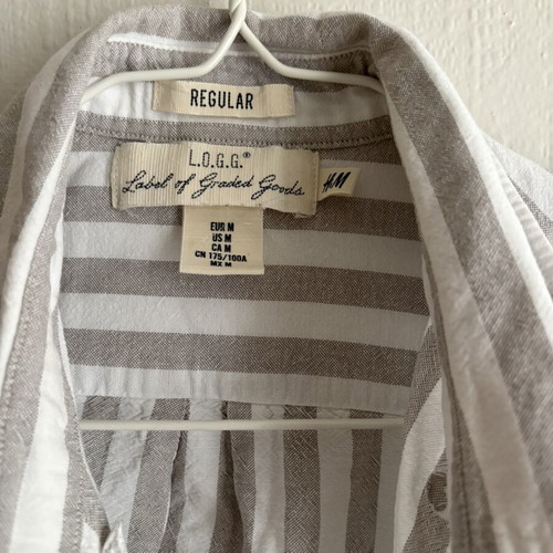 H&M striped long-sleeve shirt like new, size M, white and gray