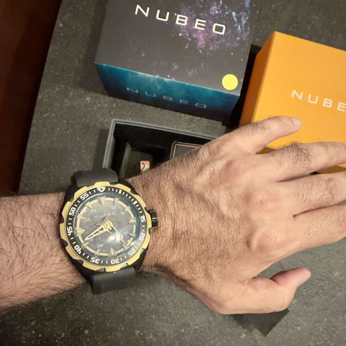 Nubeo MAKO Automatic Limited Edition Gold Skeleton Watch 24 Jewels