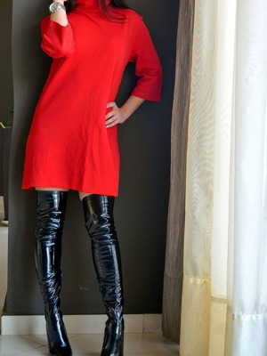 Zara dress used, red mini wool turtleneck