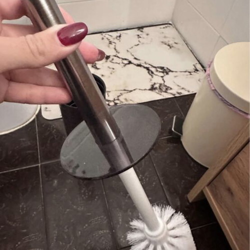 Toilet brush black new and beige pedal bin used
