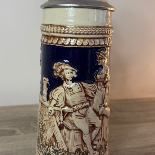 Vintage German Beer Stein with Pewter Lid by Gerz used