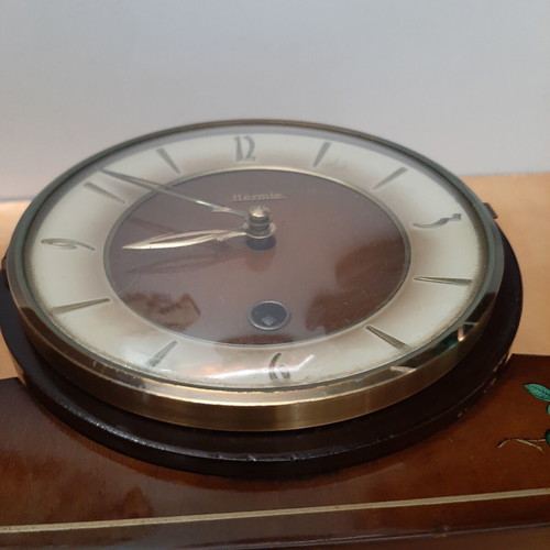 Hermle Vintage Mantel Clock Wooden, Like New, 1950s West Germany