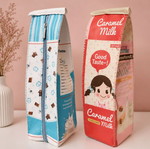 Set of 2 carton milk pencil cases like new