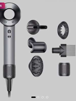 Dyson Supersonic Hair Styler Silver with Attachments like new