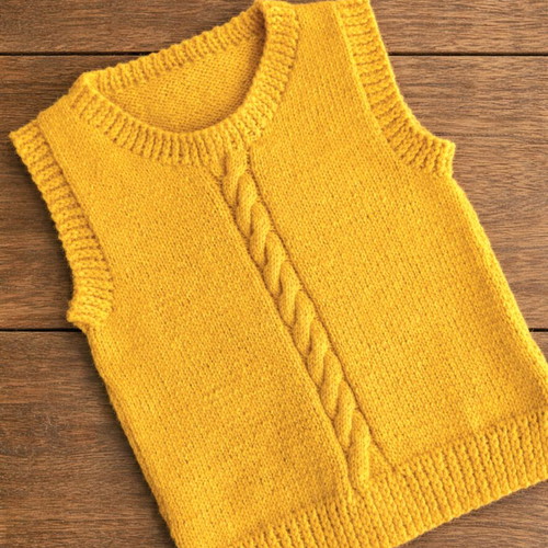 Handmade knitted baby vest 9-20 months, new, mustard color