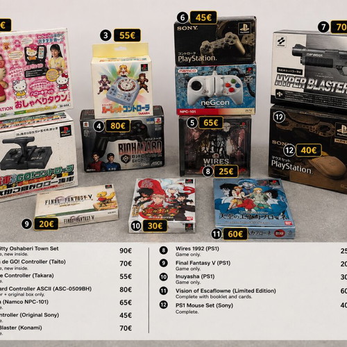 PlayStation 1 Retro Collection, Japanese authentic games and peripherals