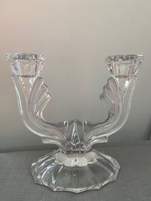 Vintage glass candlestick used with small base crack