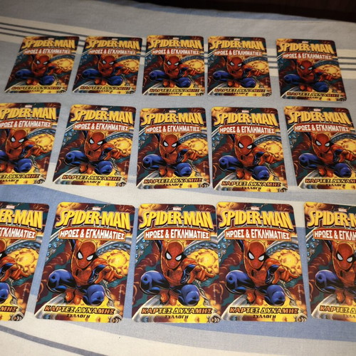 Spider-Man Heroes and Villains card set used, 15 cards