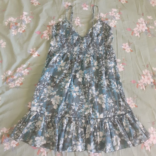 Soul Rebel summer dress size L, 100% cotton, white and blue