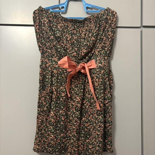 AJC Floral Strapless Dress with Belt and Pockets, One Size