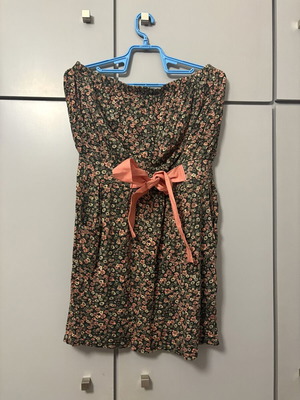AJC Floral Strapless Dress with Belt and Pockets, One Size