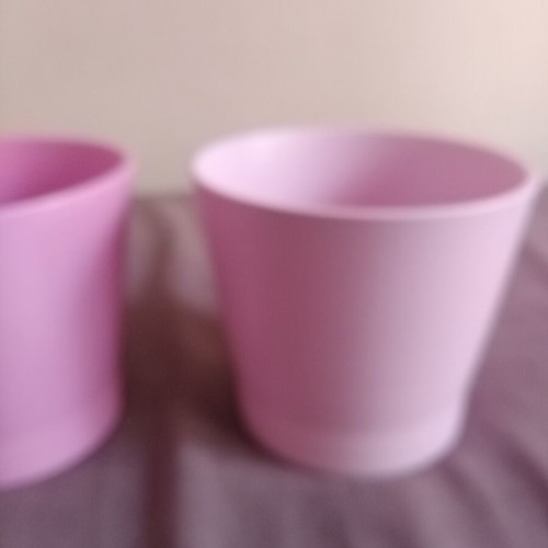 IKEA ceramic flowerpot set two soft pink colors new