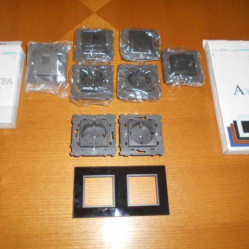 Electrical equipment new from renovation, 4 Schuko sockets, switches, TV and phone outlets