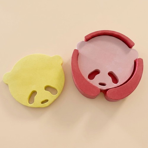 Cement Panda Coaster Set with Base, New, Minimal Colorful Design