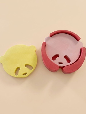 Cement Panda Coaster Set with Base, New, Minimal Colorful Design