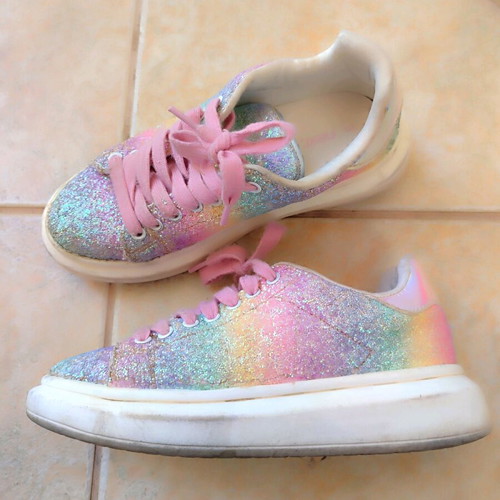 Next sneakers like new, pastel rainbow glitter, size 35