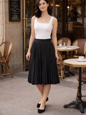 Pleated skirt Pull & Bear black, like new, suede, size M