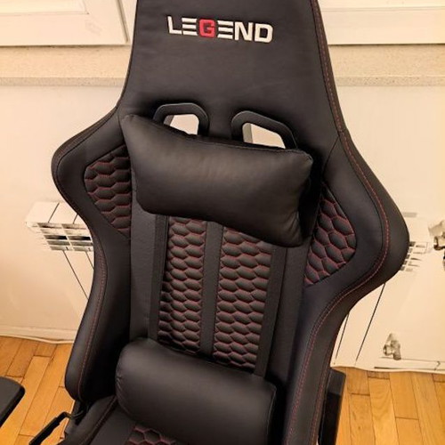 NIBE gaming chair like new, black faux leather with red details