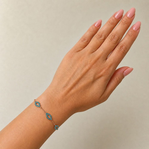 Handmade Gianniotiko bracelet in rose gold plated silver 925 with zircon