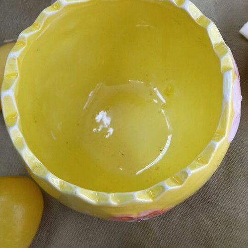 Ceramic egg with candles like new, 17 cm height, 9 pieces