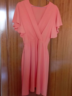 Wrap dress with belt in orange color like new