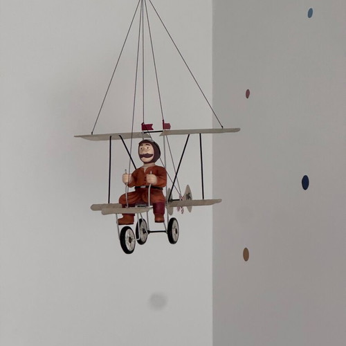 Vintage hanging decorative airplane with pilot like new