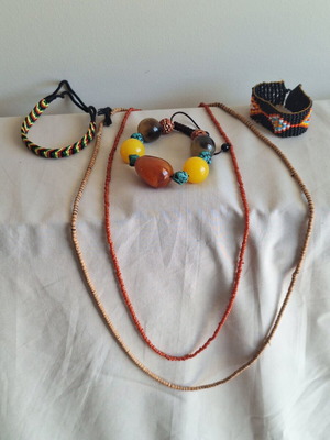 Ethnic bundle of 5 handmade jewelry pieces from Ethiopia and Nepal, like new