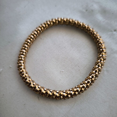 Gold ring and elastic bracelet set used, multilayer, size 1.9mm