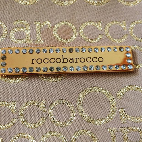 Rocco Barocco handbag used beige with gold letters and metal details