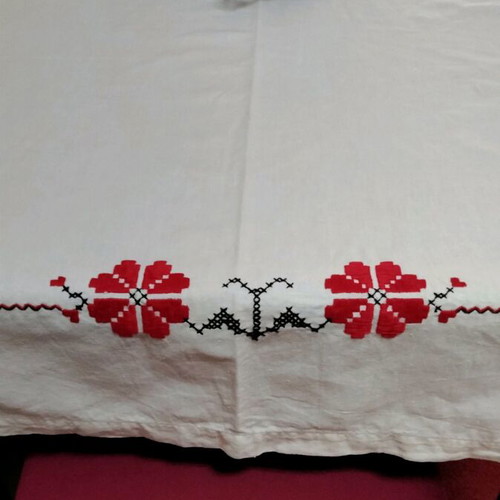 Handmade Linen Tablecloth with Traditional Embroidery, New