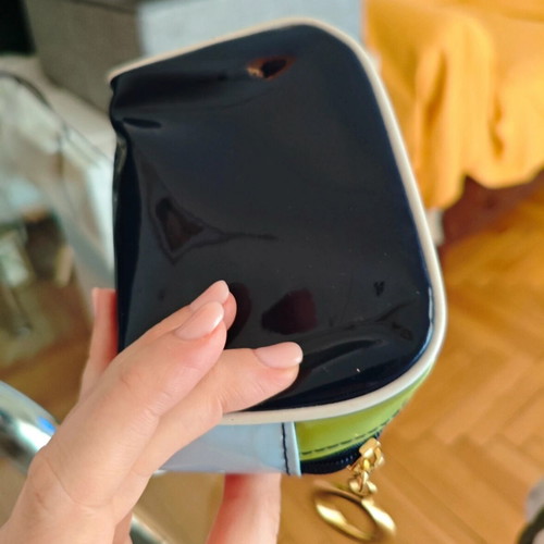 Estée Lauder toiletry bag new, glossy navy blue and green