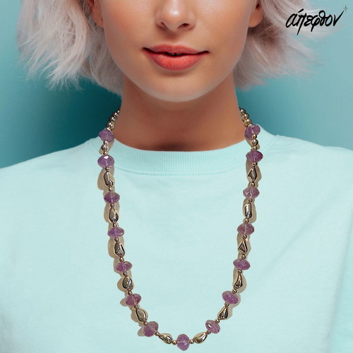 Amethyst Aura New Silver 925 Necklace With Amethyst Stones