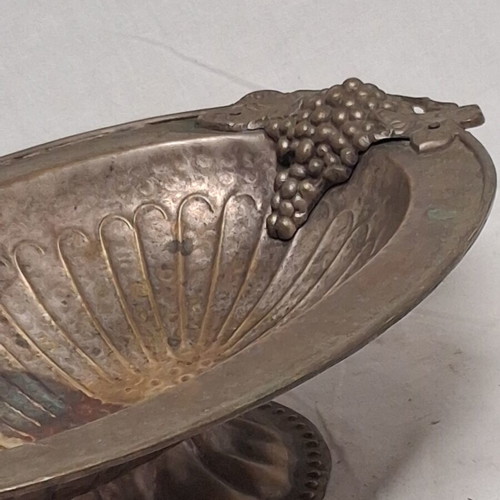 Vintage Silver Plate Fruit Bowl with Grape Decoration, 1950s, Like New