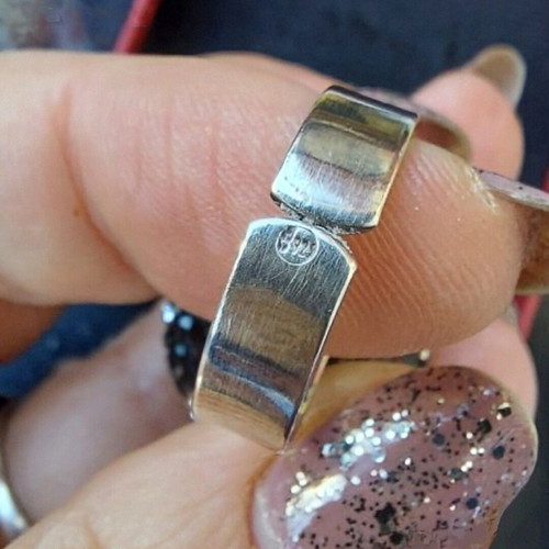 Ασημένιο δαχτυλίδι 925 με κρύσταλλα Swarovski σαν καινούργιο, μαύρο και άσπρο